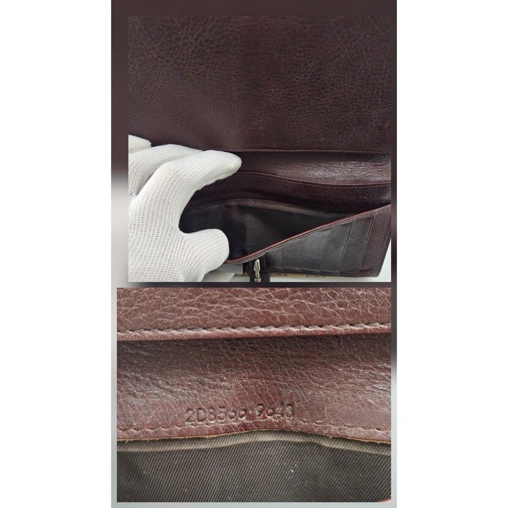 Gucci GG Monogram Jackie Bamboo Piston Clasp Long Wallet Brown Canvas 208566 - Picture 8 of 11